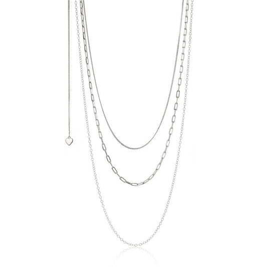 Sterling Silver Chain Necklaces 3 Piece Set - RubyJade