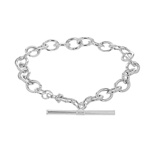 Sterling Silver T-Bar Belcher Chain Bracelet 18cm/7'' - Classic Elegance and Timeless Style for Everyday Sophistication - RubyJade