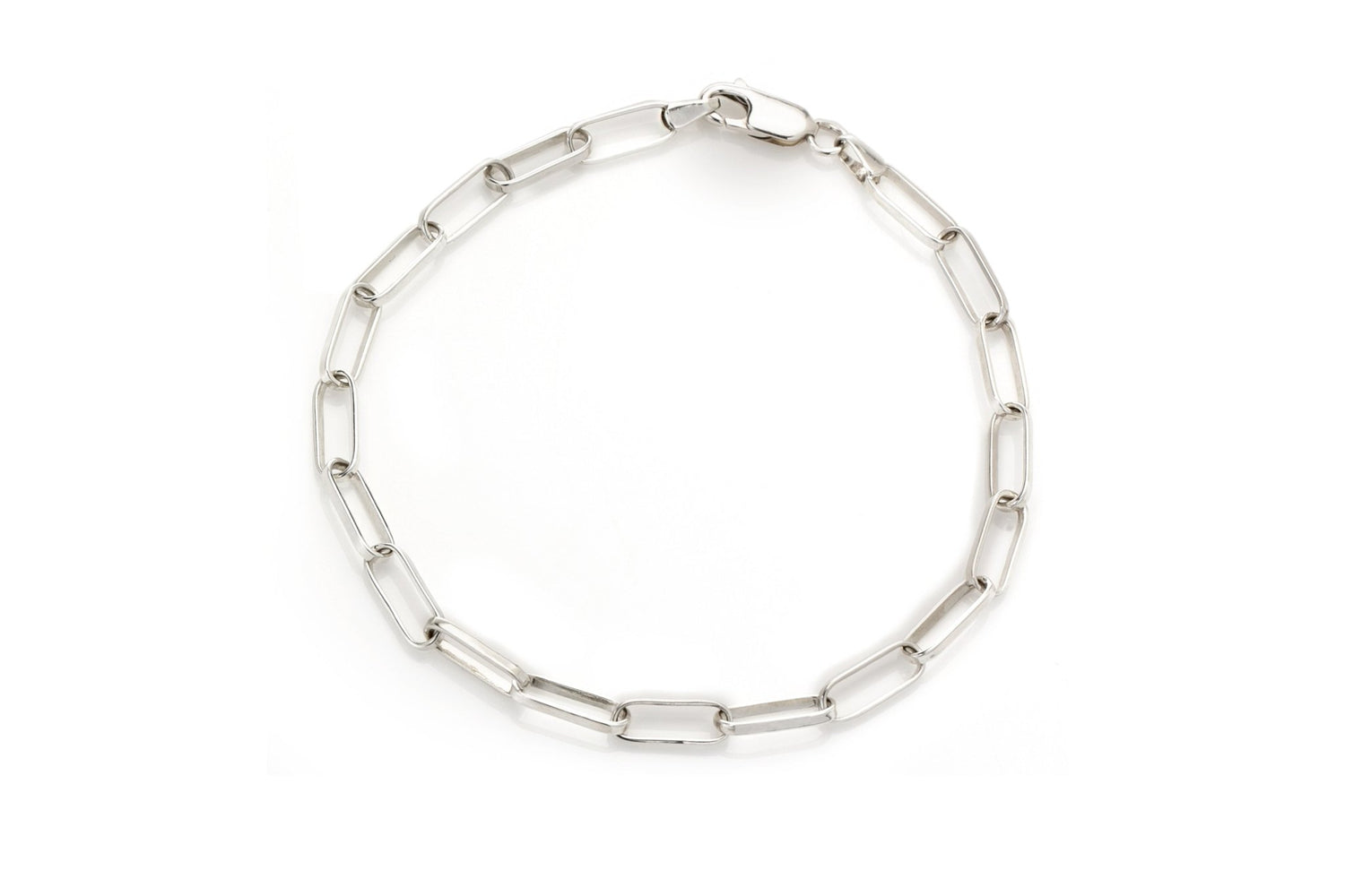 Stylish and Trendy 925 Sterling Silver Solid Plain Paper Clip Link Chain Bracelet - 19cm Length, Parrot Clasp - RubyJade