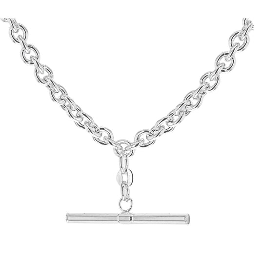 Stylish Sterling Silver T-Bar Belcher Chain Necklace - 30 mm X 2.5 mm T-Bar Clasp, 4.5 mm Belcher Chain, 46 CM/18'' Length - RubyJade